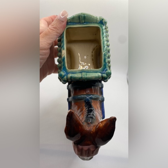 Japan Porcelain Brown Donkey Rickshaw Planter Vintage - Picture 4 of 10